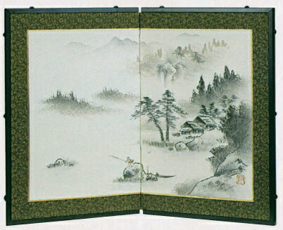 美術屏風・風炉先屏風 【肉筆美術屏風】小屏風 山水屏風【全国送料無料】