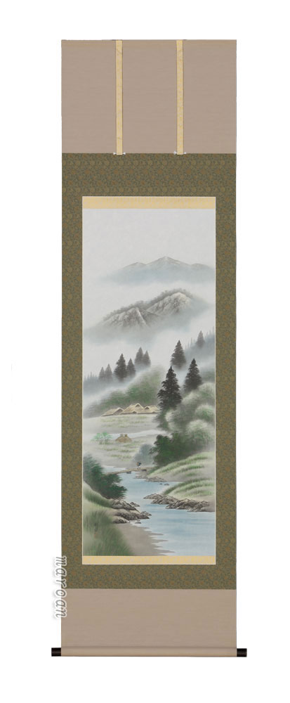 山水画 掛軸 彩色山水（岱 招鳳）