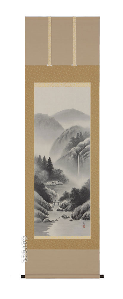 山水画 掛軸 水墨山水（井原 史朗）
