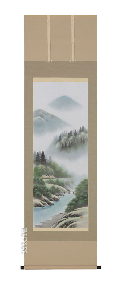 山水画 掛軸 彩色山水（井原 史朗）