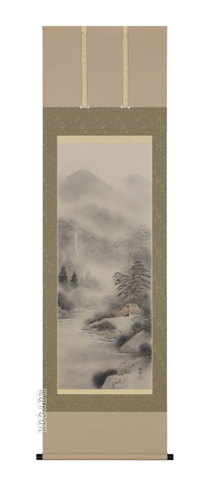 山水画 掛軸 水墨山水（川村 和香）（図柄色々有）