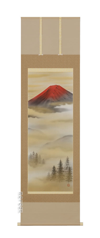 富士山 掛軸 朱映富士（岩田 東嶺）