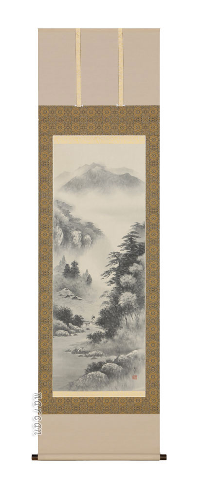 山水画 掛軸 水墨山水（倉地 邦彦）（図柄色々有）