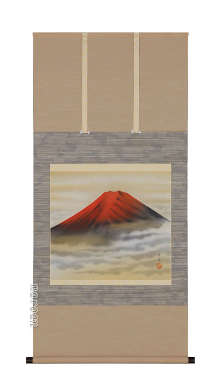 富士山 掛軸 朱映富士（岩田 東嶺）
