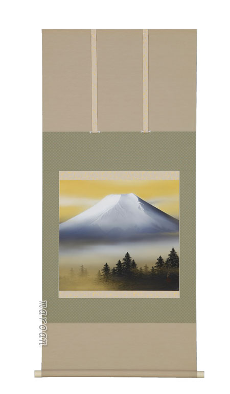 山水画 掛軸 暁雲富士（川島正行）