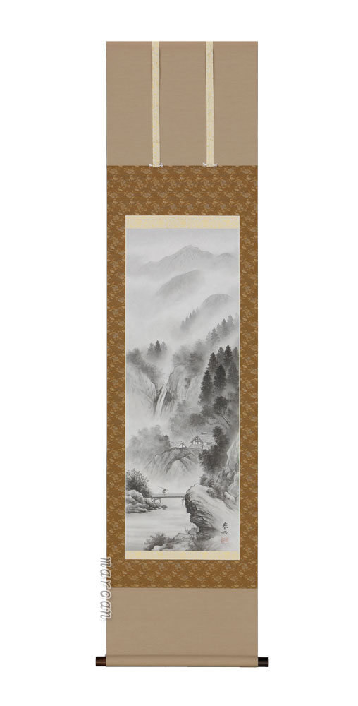 山水画 掛軸 水墨山水（遠藤 春岳）
