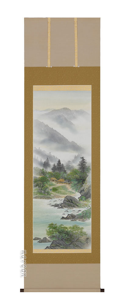 山水画 掛軸 淡彩山水（箕輪翠香）