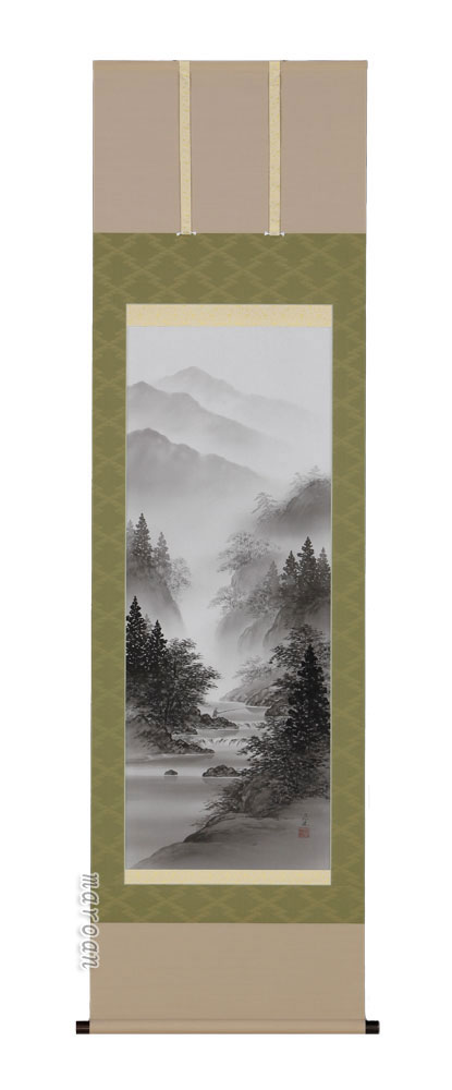 山水画 掛軸 水墨山水（森川 見林）（図柄色々有）
