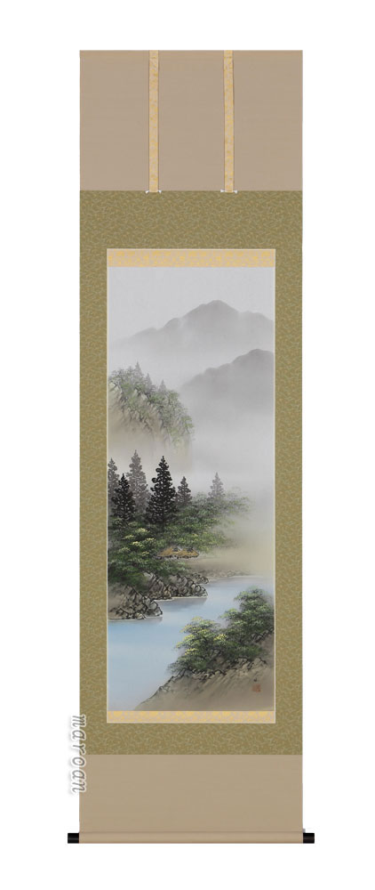 山水画 掛軸 彩色山水（森川 見林）（図柄色々有）