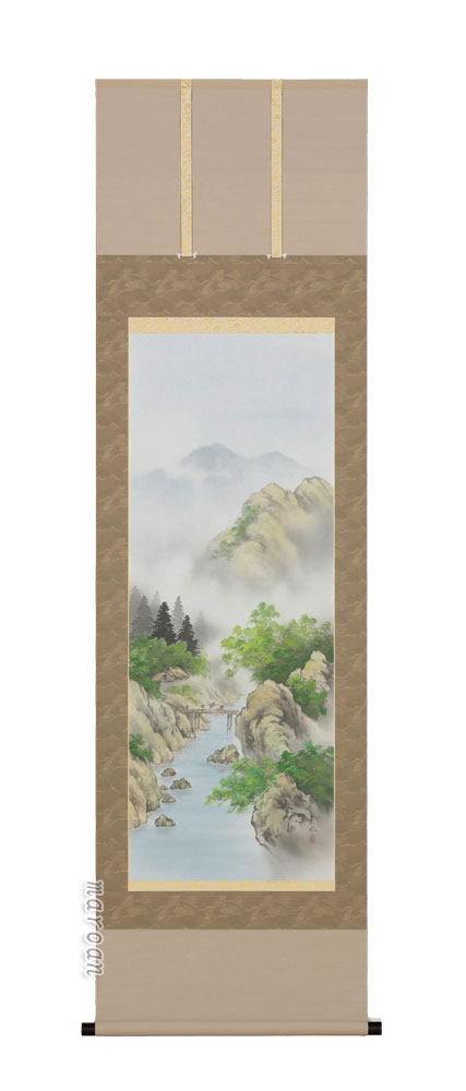 山水画 掛軸 彩色山水（伊藤 薫風）（図柄色々有）