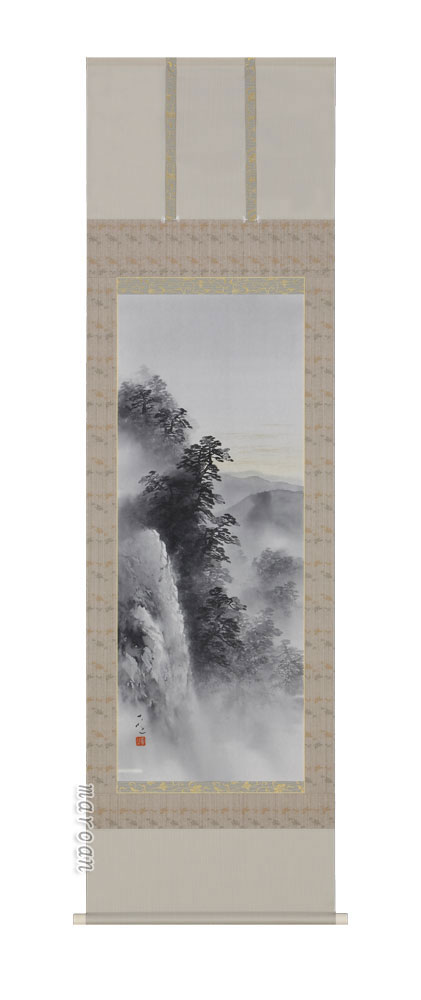 山水画 掛軸／かけじく 水墨山水（吉井大起）