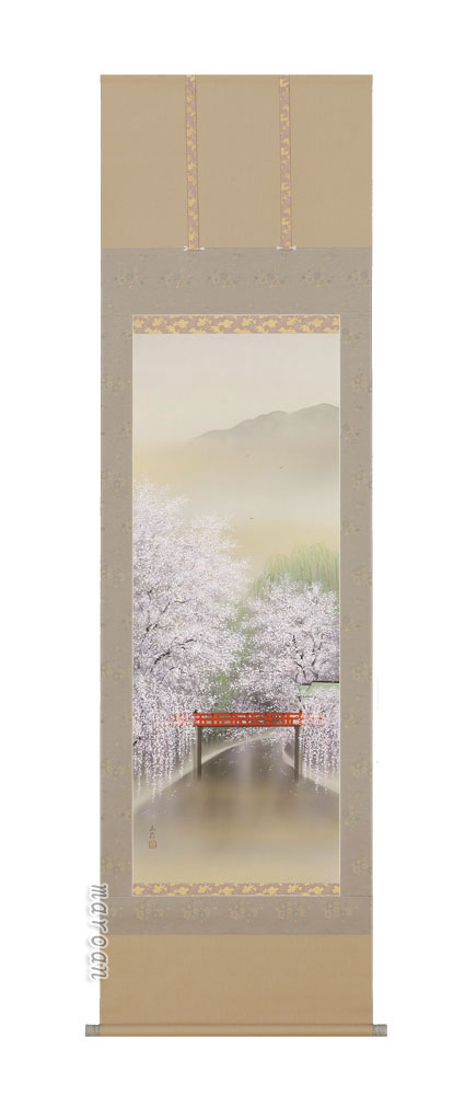 山水画 掛軸 春の小京都（川島正行）