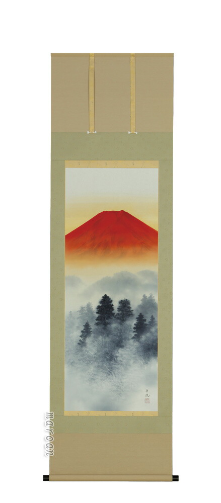 山水画 掛軸 赤富士山水（高橋長流）