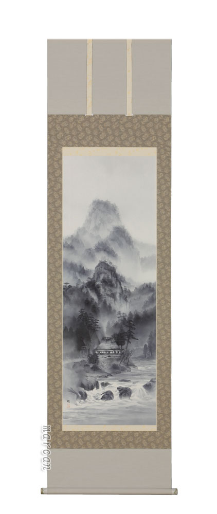 山水画 掛軸 青山流水（水谷雄）