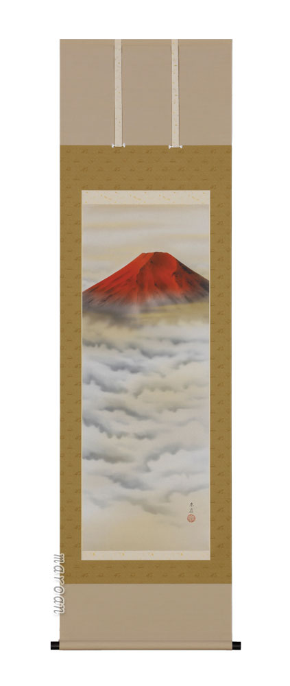 富士山 掛軸 雲海赤富士（岩田 東嶺）