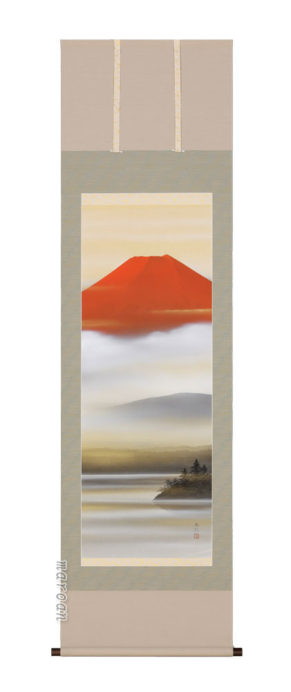 山水画 掛軸 暁の霊峰（川島正行）