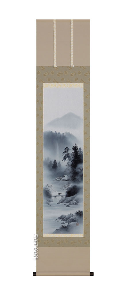 山水画 掛軸 水墨山水（中野 長春）（尺巾立）（図柄色々有）