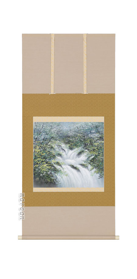 山水画 掛軸 奥入瀬 （野川 観）