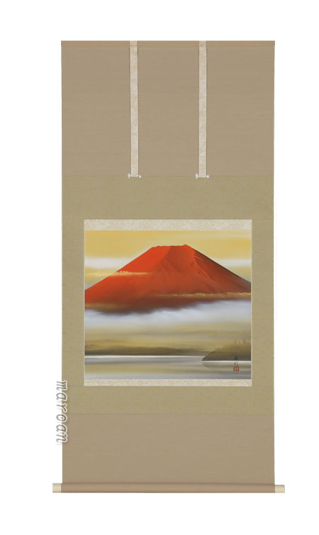 山水画 掛軸 暁の霊峰（川島正行）