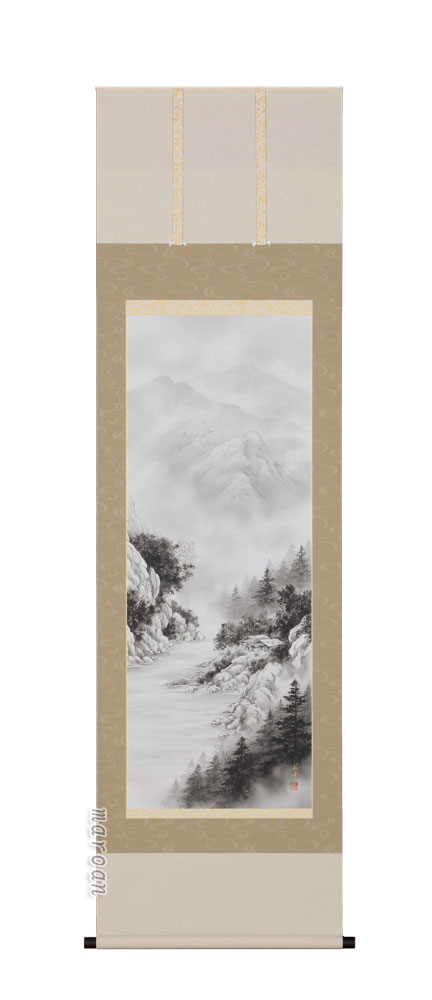 山水画 掛軸 水墨山水（稲垣 雅彦）