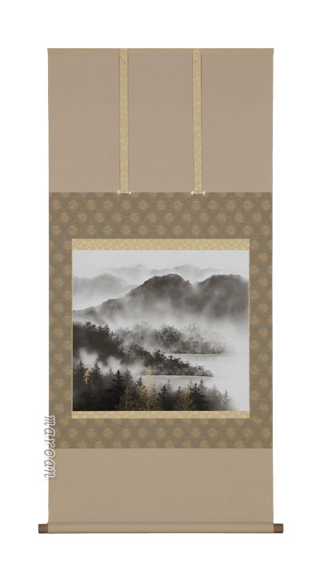 山水画 掛軸 水墨山水（稲垣 雅彦）