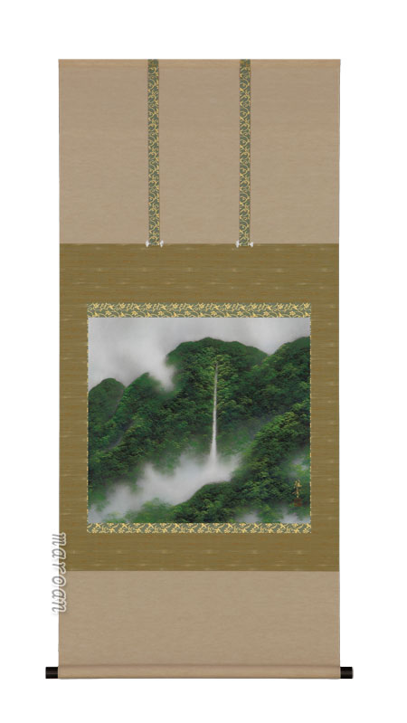 山水画 掛軸 青緑山水（稲垣 雅彦）