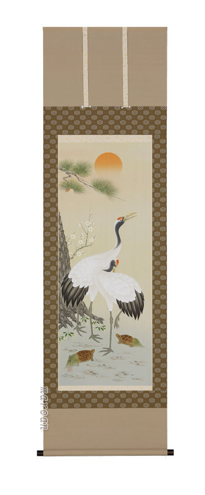 鶴亀 掛軸 鶴亀（藤沢 寿峰）