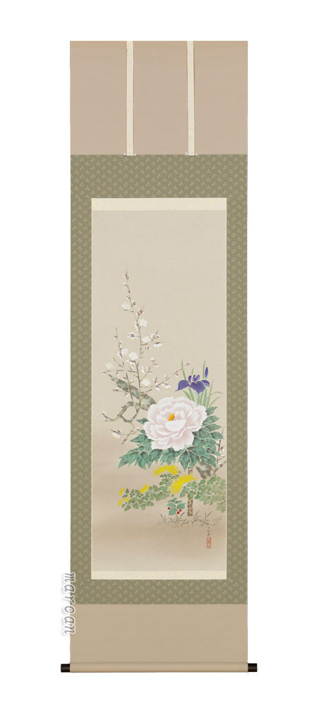 花鳥画 掛軸 四季草花（林 文美）
