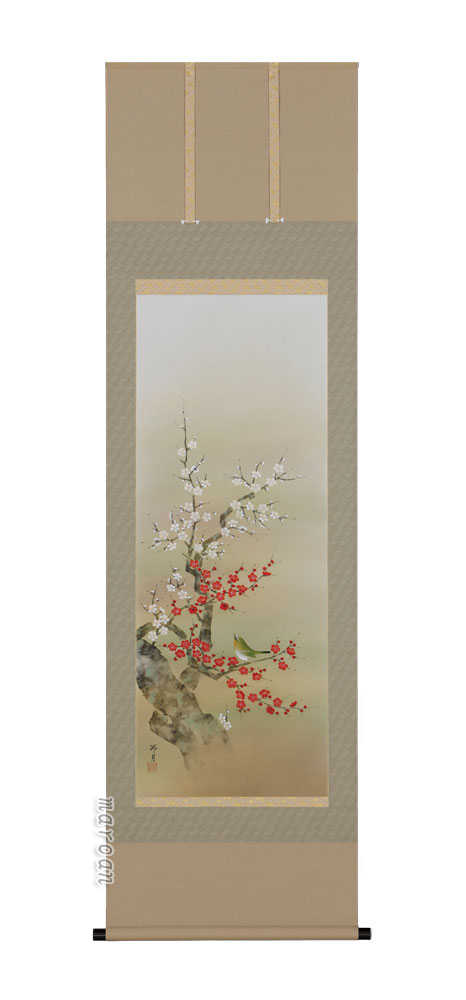 花鳥画 掛軸 梅に鶯（林 昴月）