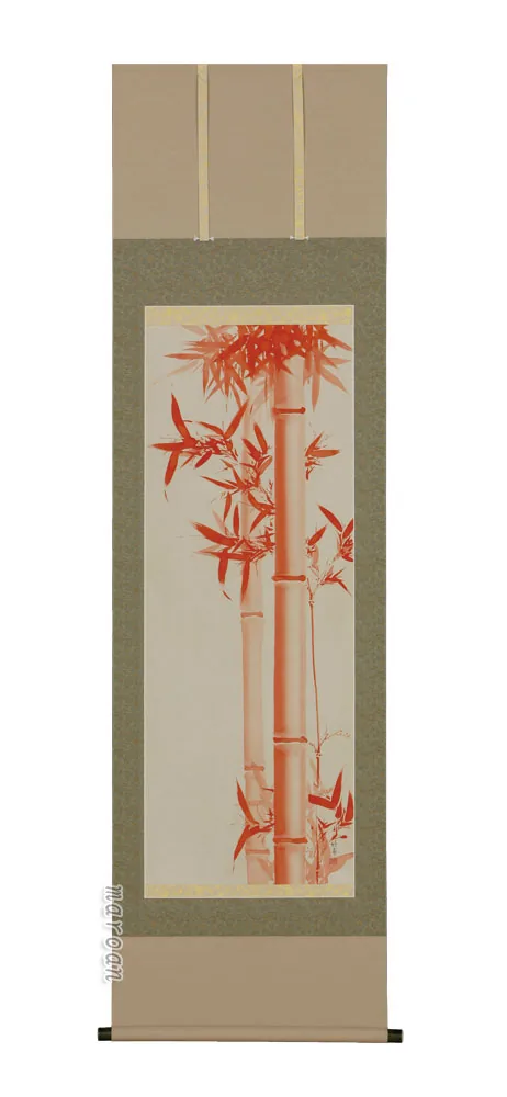 開運画 掛軸 朱竹（山口 竹甫）