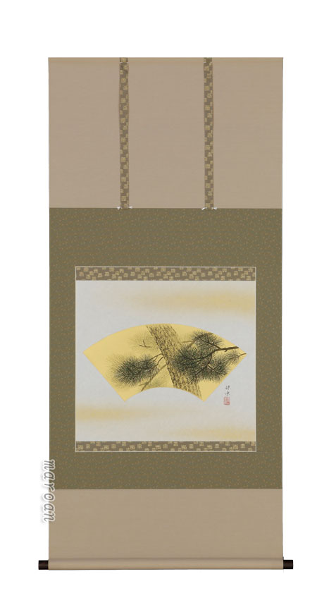花鳥画 掛軸 扇面老松（野々村 源景）