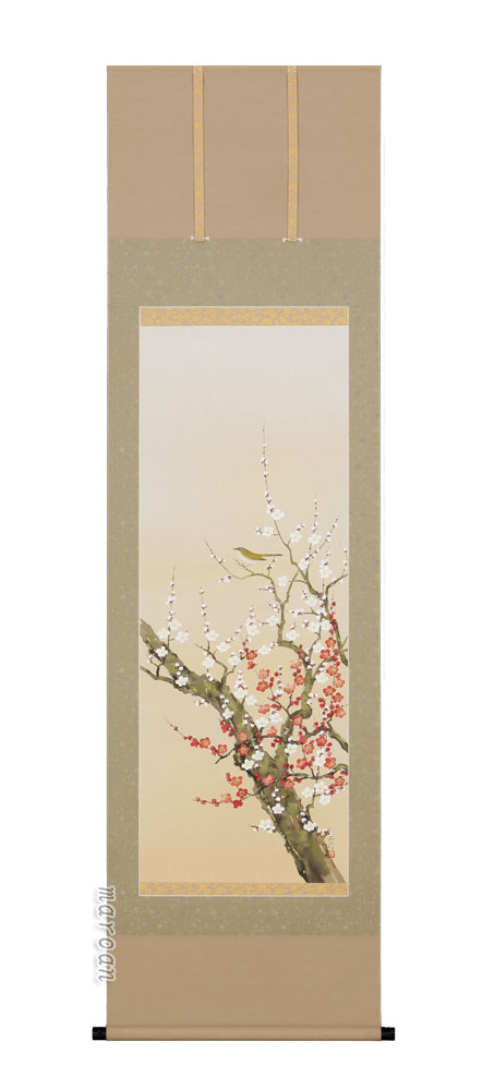 花鳥画 掛軸 梅に鶯（川島正行）