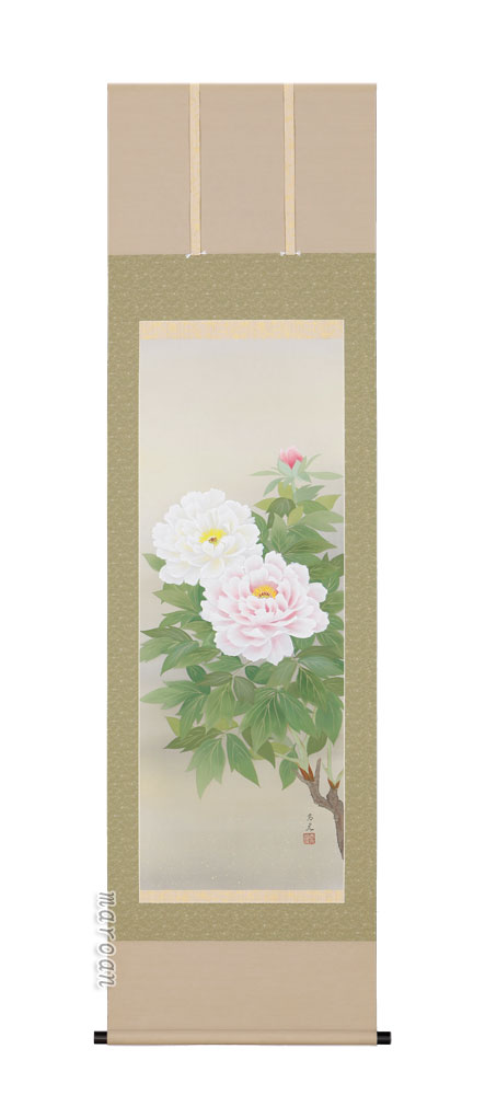 花鳥画 掛軸 牡丹（堀 高泉）