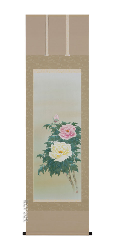花鳥画 掛軸 牡丹（稲垣 雅彦）