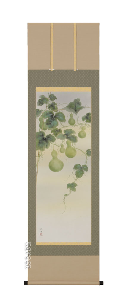 花鳥画 掛軸 瓢箪（宮沢 湖春）