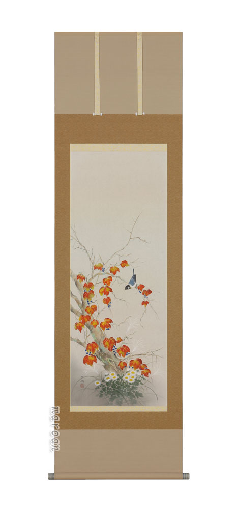 花鳥画 掛軸 蔦に小禽（鈴木 秀湖）