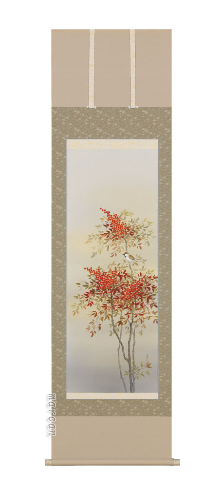 花鳥画 掛軸 南天に雀（堀 高泉） 商品画像