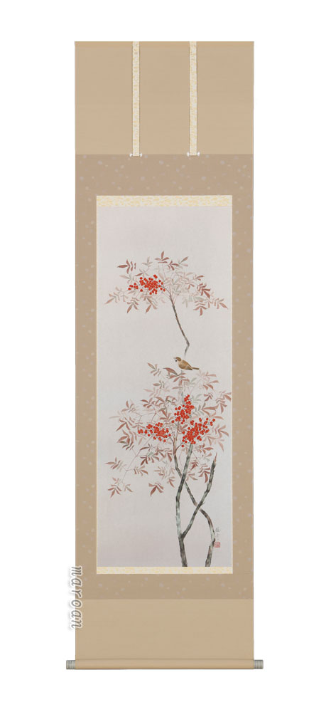 花鳥画 掛軸 南天に雀（稲垣 雅彦） 商品画像