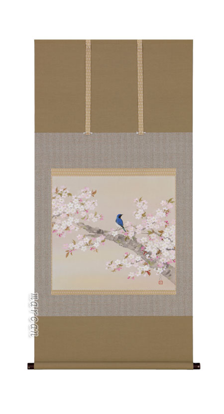花鳥画 掛軸 桜に小鳥（川島正行） 商品画像