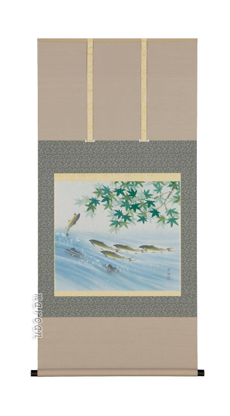 花鳥画 掛軸 泳鮎（鈴木 秀湖）（尺八横） 商品画像