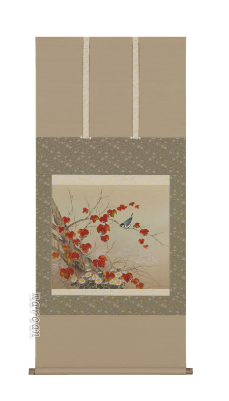 花鳥画 掛軸 蔦に小禽（鈴木 秀湖）
