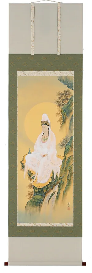 観音 掛軸 岩上観音（松本雲山）