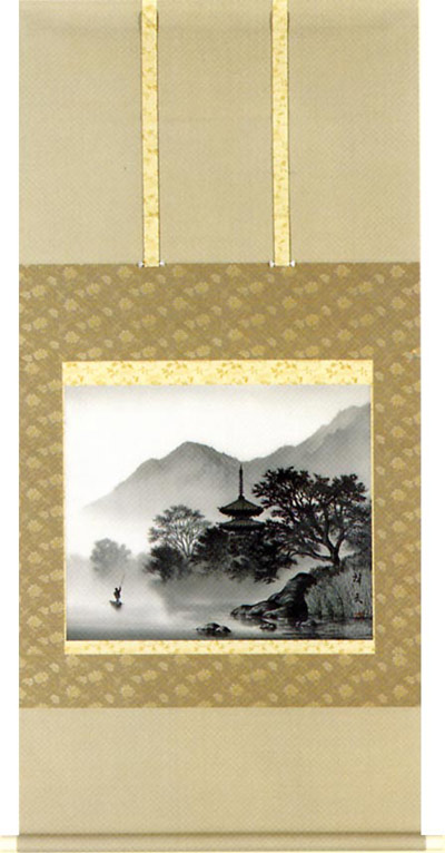 山水画 掛軸 水墨山水（小川 啓文）