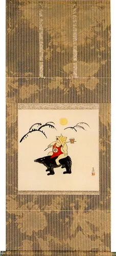 その他 掛軸 金太郎（今井 玄花）ローケツ染裂地使用