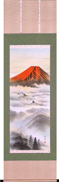 富士山 掛け軸 モダン 掛軸 販売 赤富士(東村)【富士山 年中掛け 贈答用】 商品画像