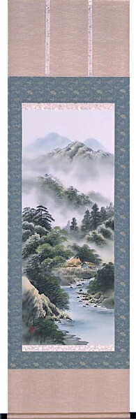 山水画 掛け軸 モダン 掛軸 販売 彩色山水(玉峰)