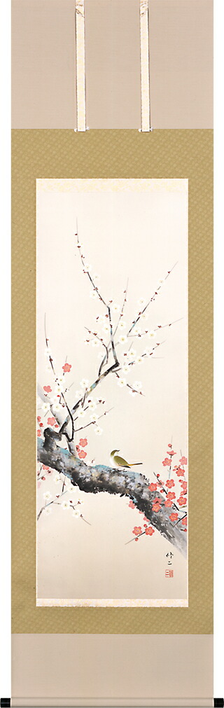 花鳥画 掛け軸 梅に鶯(田辺 修二)