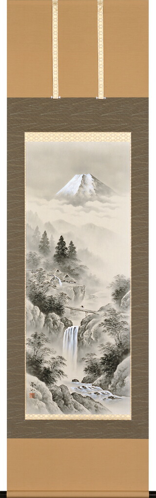 山水画 掛け軸 水墨山水(木村 挙山)
