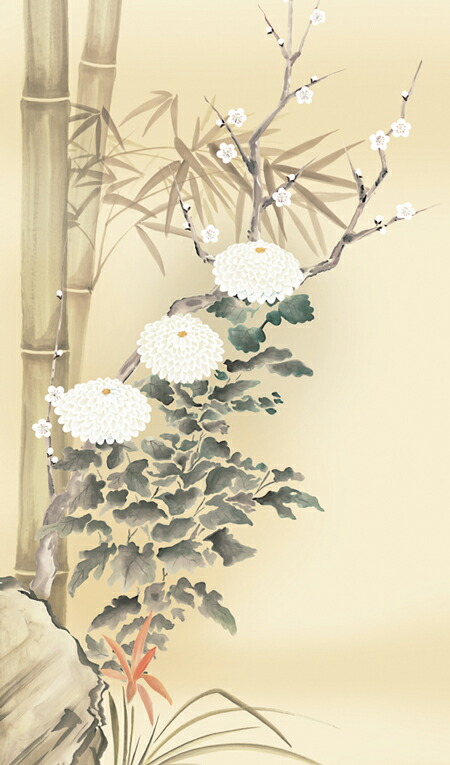 花鳥画 掛け軸 掛軸 かけじく花鳥画四君子（田中 広遠）送料無料 代引き手数料無料 商品画像