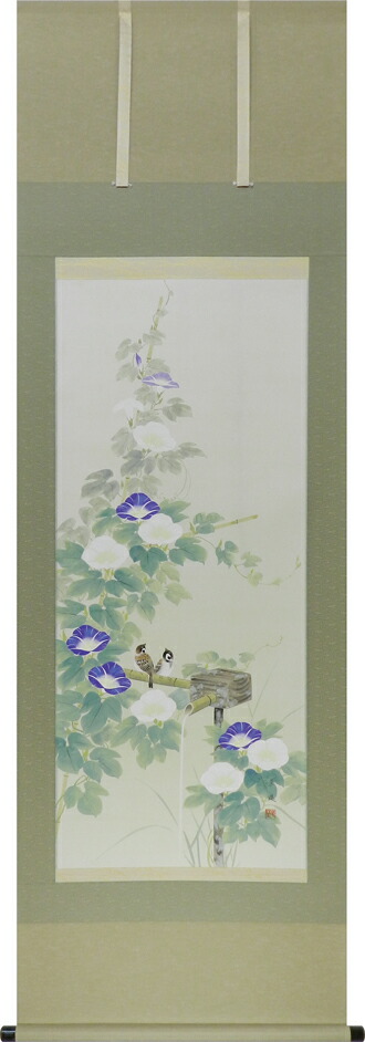 花鳥画 掛け軸 朝顔（出口華凰） 夏 アサガオ